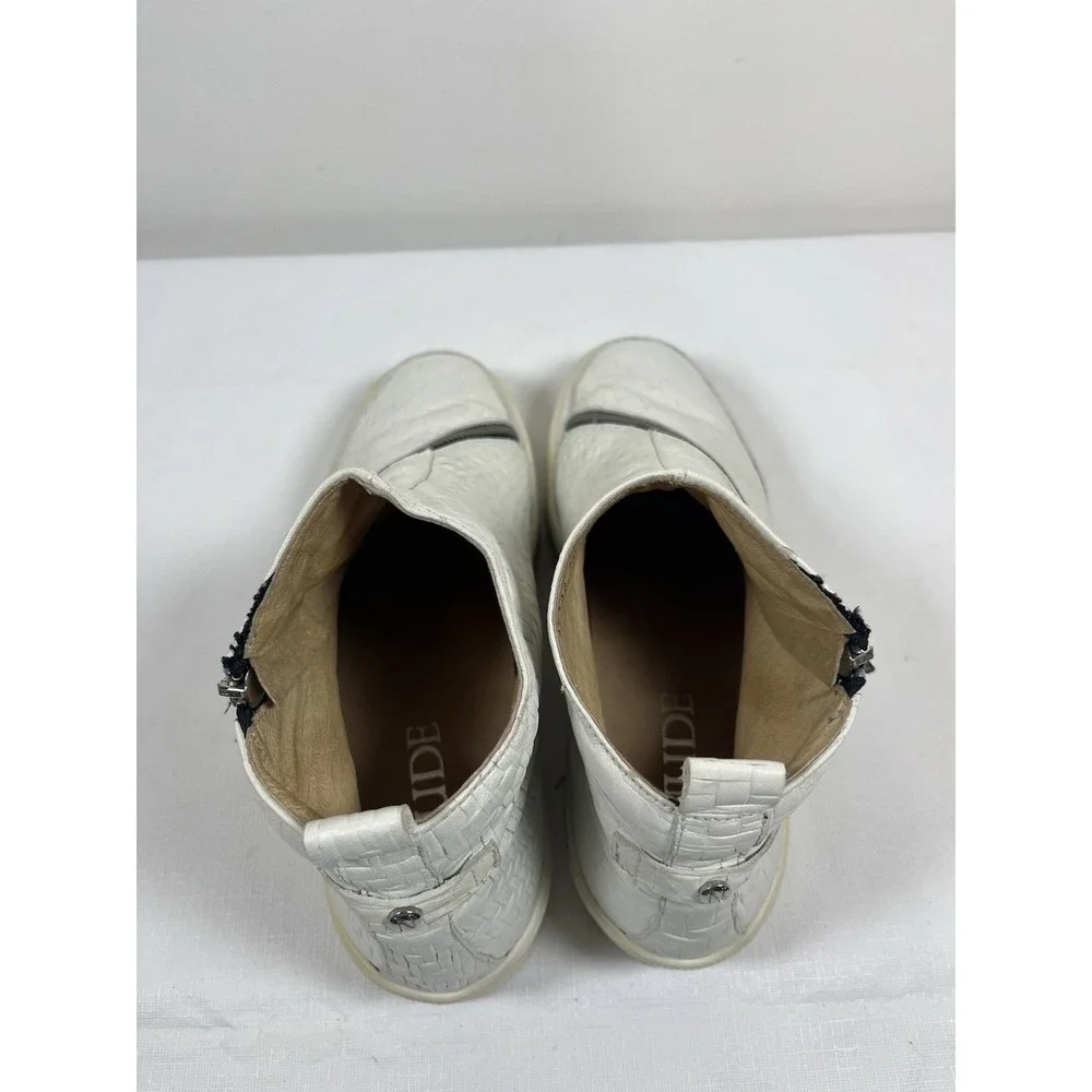 Nude Womens Hilda White Boots Sneakers Sz 38/7 Soft Leather‎ Zipper Bootie RARE